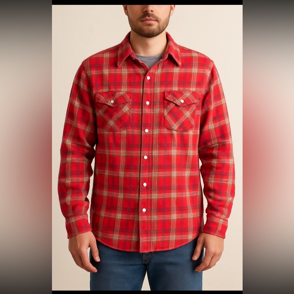 Old Navy Vintage Flannel Shirt Red Plaid Men’s XL